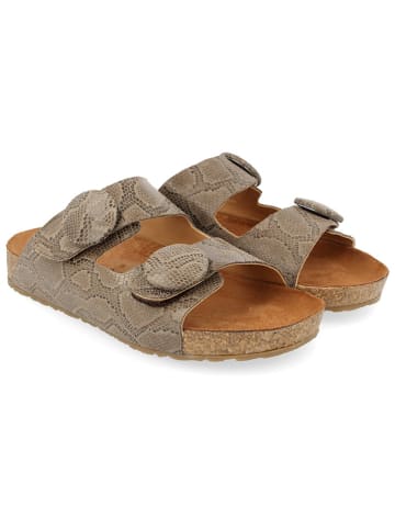HAFLINGER Leder-Pantoletten in Taupe