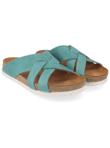 HAFLINGER Leren slippers turquoise