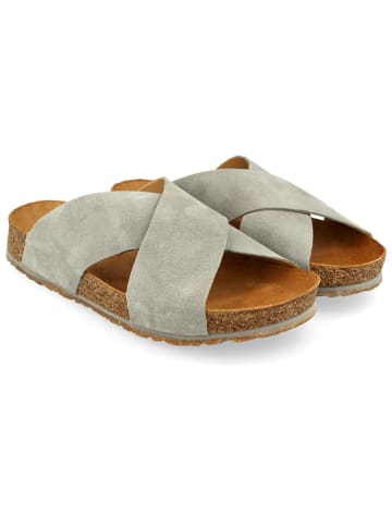 HAFLINGER Leren slippers grijs