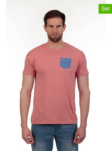The Time of Bocha 2-delige set: shirts zalmroze/donkerblauw