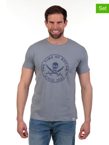The Time of Bocha 2er-Set: Shirts in Grau/ Khaki