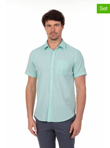 The Time of Bocha 2er-Set: Hemden - Regular fit - in Türkis/ Blau