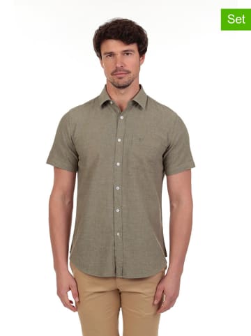 The Time of Bocha 2-delige set: blouses - regular fit - kaki/lichtblauw
