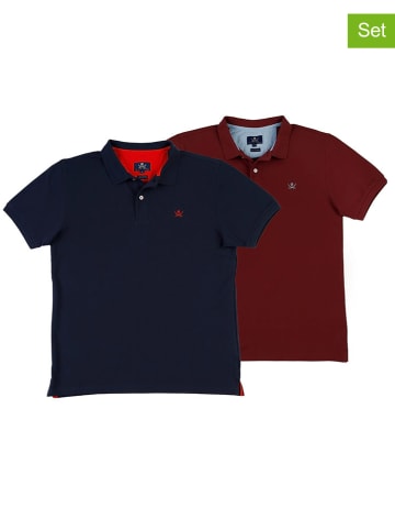 The Time of Bocha 2-delige set: poloshirts bordeaux/donkerblauw