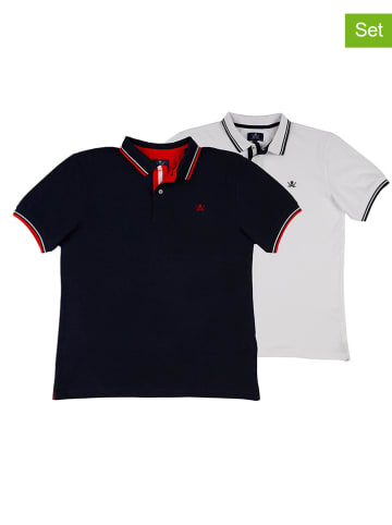 The Time of Bocha 2er-Set: Poloshirts in Weiß/ Dunkelblau