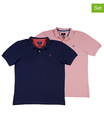 The Time of Bocha 2-delige set: poloshirts lichtroze/donkerblauw