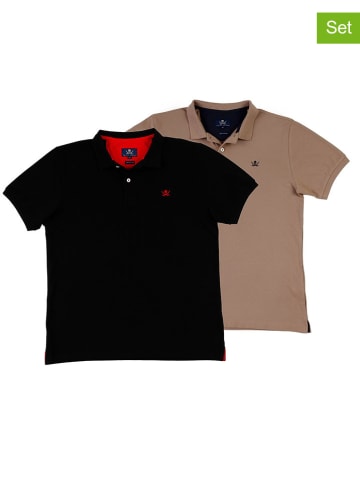 The Time of Bocha 2er-Set: Poloshirts in Beige/ Schwarz