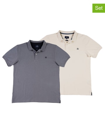 The Time of Bocha 2er-Set: Poloshirts in Grau/ Creme