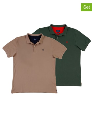 The Time of Bocha 2er-Set: Poloshirts in Beige/ Grün