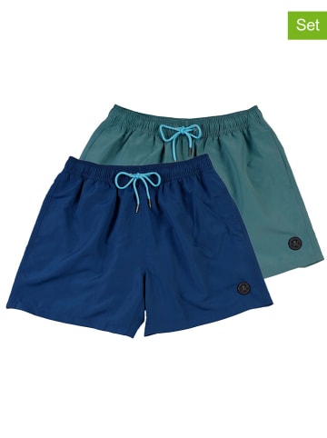 The Time of Bocha 2er-Set: Badeshorts in Blau/ Türkis