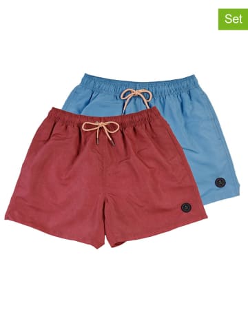 The Time of Bocha 2er-Set: Badeshorts in Rosa/ Hellblau