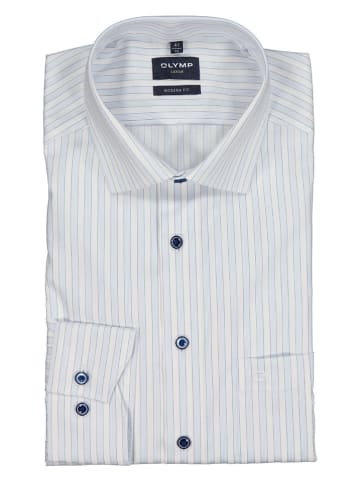 OLYMP Blouse "Luxor" - modern fit - lichtblauw/wit