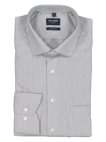 OLYMP Blouse "Luxor" - modern fit - grijs/wit
