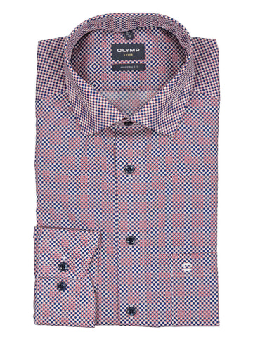 OLYMP Blouse "Luxor" - modern fit - rood/donkerblauw/wit