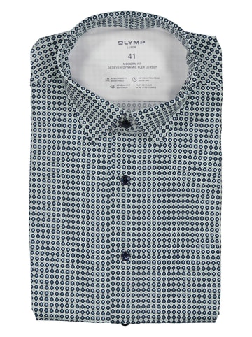 OLYMP Blouse "Luxor" - modern fit - groen/donkerblauw