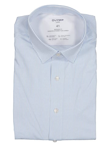 OLYMP Blouse "Luxor" - modern fit - lichtblauw/wit