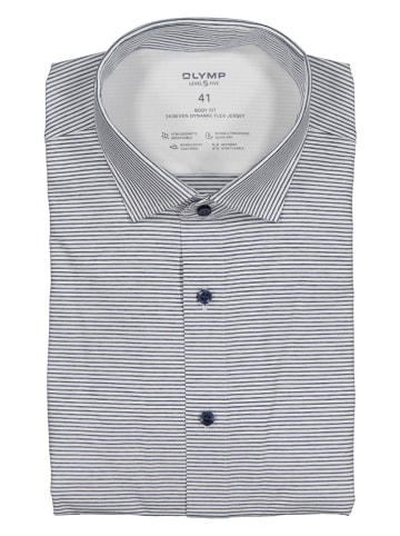 OLYMP Blouse "Level 5" - body fit - donkerblauw/wit