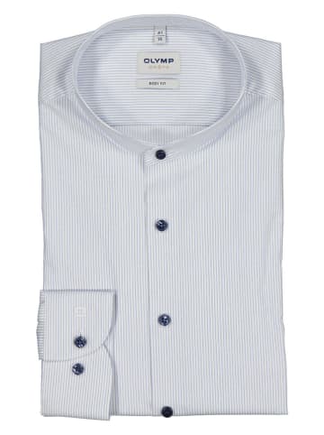 OLYMP Blouse "Level 5" - body fit - lichtblauw/wit