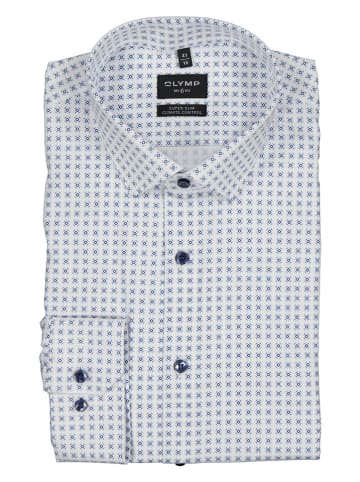 OLYMP Hemd "No 6" - Super Slim - in Weiß/ Blau
