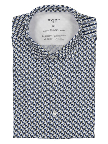 OLYMP Blouse "No 6" - super slim - donkerblauw/wit