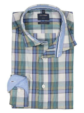 OLYMP Hemd "Casual" - Regular fit - in Grün/ Hellblau/ Creme