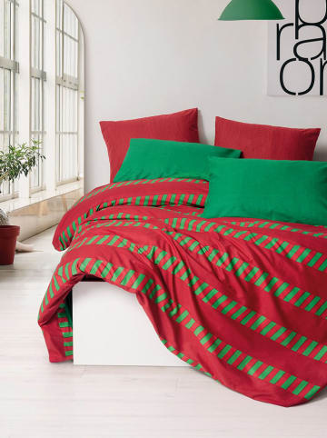 Colourful Cotton Komplet pościeli renforcé w kolorze czerwono-zielonym