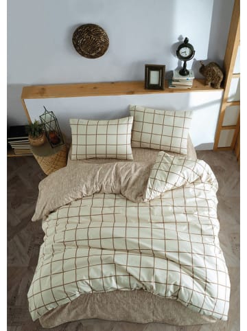 Colourful Cotton Komplet pościeli renforcé "Kare" w kolorze kremowo-beżowym