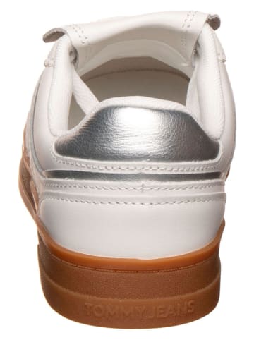 Tommy Hilfiger Shoes Leder-Sneakers in Creme/ Silber