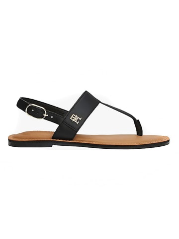 Tommy Hilfiger Shoes Leder-Zehensandalen in Schwarz