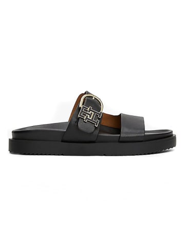 Tommy Hilfiger Shoes Leder-Pantoletten in Schwarz