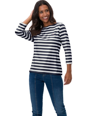 Heine Longsleeve in Dunkelblau/ Weiß