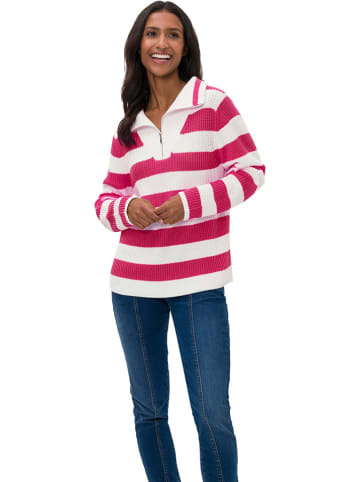 Heine Pullover in Weiß/ Pink