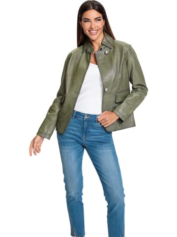 Heine Lederjacke in Oliv