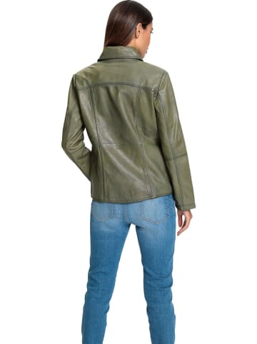 Heine Lederjacke in Oliv