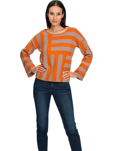 Heine Pullover in Orange/ Beige