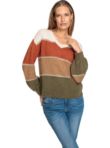 Heine Trui camel/kaki/wit