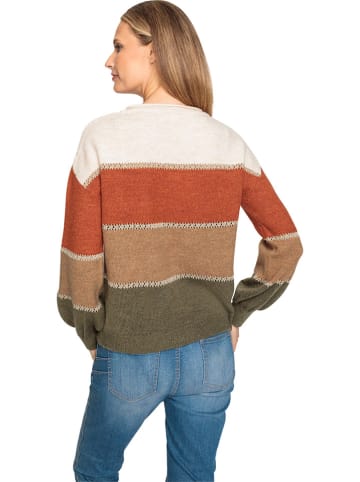 Heine Pullover in Camel/ Khaki/ Weiß