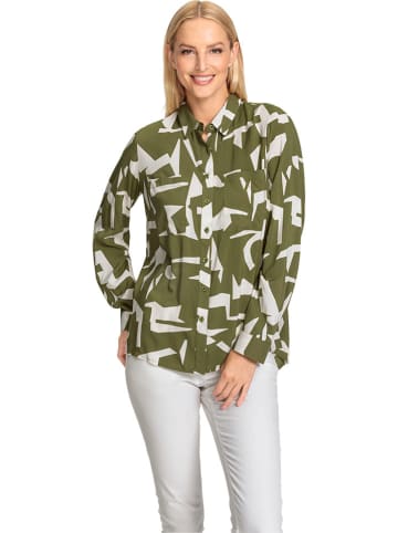 Heine Bluse in Oliv/ Weiß