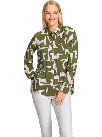Heine Bluse in Oliv/ Weiß