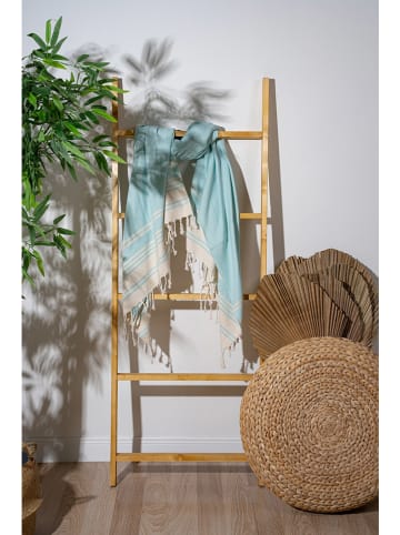 FLORIANE GARDEN Fouta w kolorze miętowo-kremowym