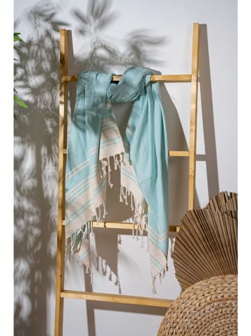FLORIANE GARDEN Fouta w kolorze miętowo-kremowym