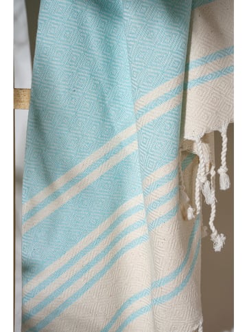 FLORIANE GARDEN Fouta w kolorze miętowo-kremowym