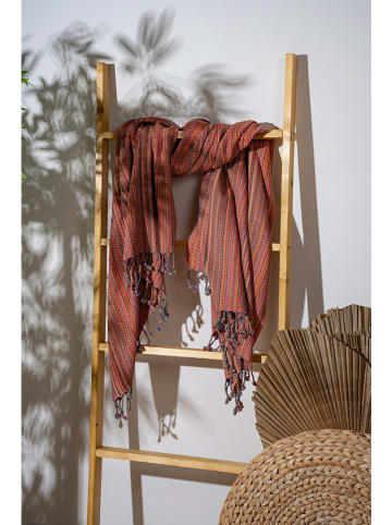 FLORIANE GARDEN Fouta w kolorze turkusowo-pomarańczowym
