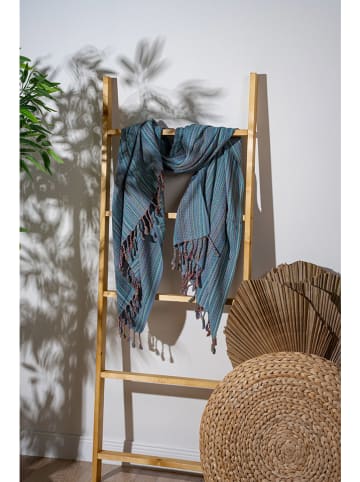 FLORIANE GARDEN Fouta turquoise/rood