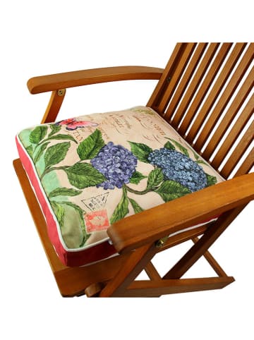 FLORIANE GARDEN Stoelkussen beige/blauw/groen