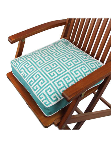 FLORIANE GARDEN Stoelkussen turquoise/wit