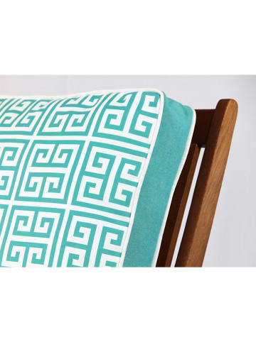 FLORIANE GARDEN Stoelkussen turquoise/wit