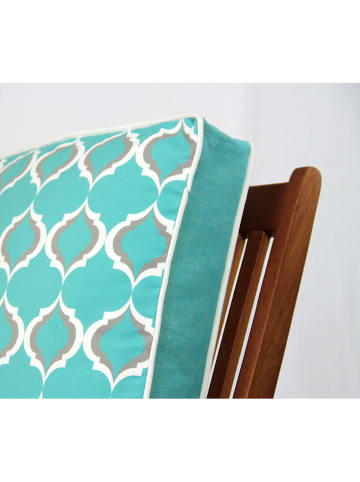FLORIANE GARDEN Stoelkussen turquoise/wit