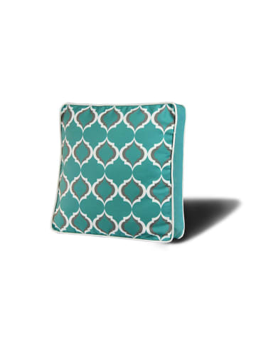 FLORIANE GARDEN Stoelkussen turquoise/wit