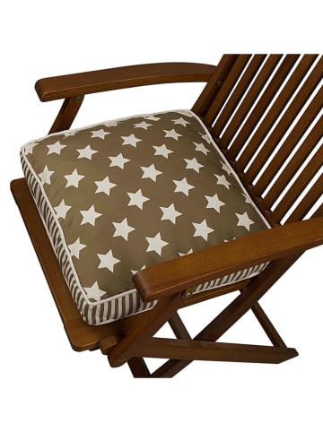 FLORIANE GARDEN Stuhlkissen in Khaki/ Weiß